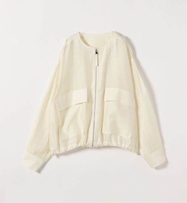 quaranciel「《追加予約》quaranciel:〈手洗い可能〉リネン ミックス ノーカラー ドロスト ブルゾン」|ブルゾン・スタジャン|