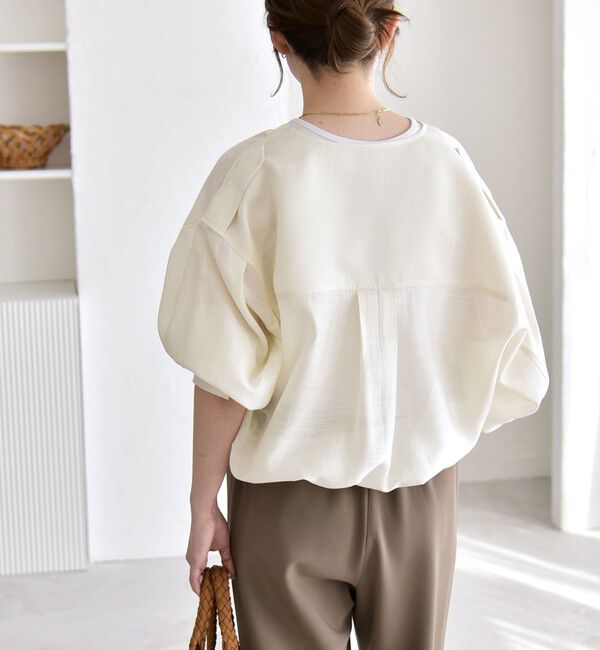 quaranciel「《追加予約》quaranciel:〈手洗い可能〉リネン ミックス ノーカラー ドロスト ブルゾン」|ブルゾン・スタジャン|