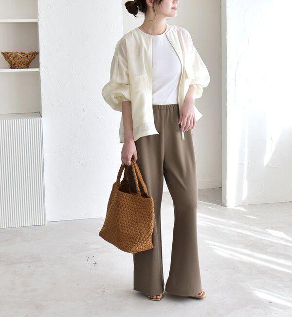 quaranciel「《追加予約》quaranciel:〈手洗い可能〉リネン ミックス ノーカラー ドロスト ブルゾン」|ブルゾン・スタジャン|