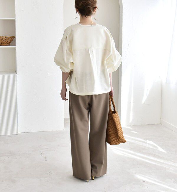 quaranciel「《追加予約》quaranciel:〈手洗い可能〉リネン ミックス ノーカラー ドロスト ブルゾン」|ブルゾン・スタジャン|