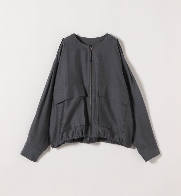 quaranciel「《追加予約》quaranciel:〈手洗い可能〉リネン ミックス ノーカラー ドロスト ブルゾン」|ブルゾン・スタジャン|