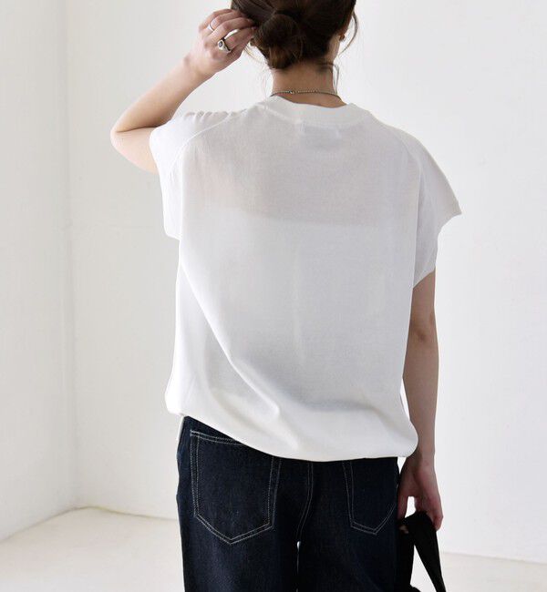 quaranciel「《予約》quaranciel:〈手洗い可能〉ドロスト フレンチスリーブ シアー ニット プルオーバー」|ニット・セーター|