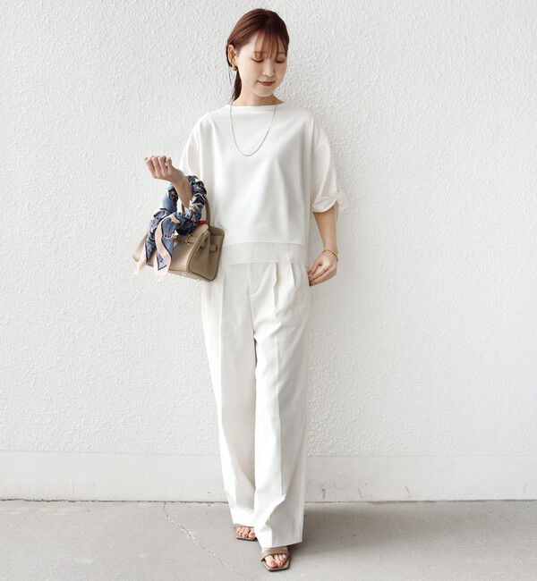 SHIPS for women「〈洗濯機可能〉袖 ツイスト デザイン シアー ドッキング TEE」|Tシャツ・カットソー|