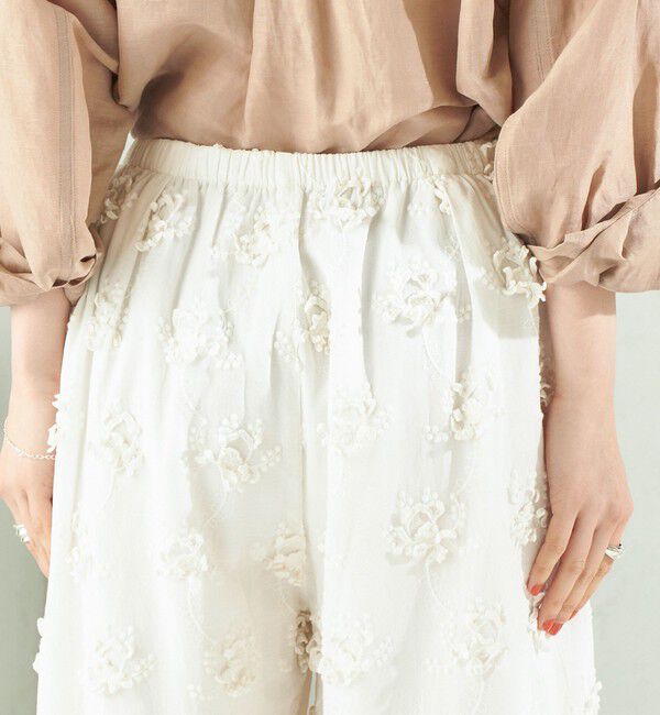 SHIPS for women「《予約》【SHIPS別注】crinkle crinkle crinkle:〈手洗い可能〉3D 刺繍 ワイド パンツ」|その他|