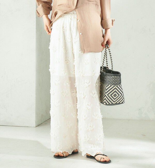 SHIPS for women「《予約》【SHIPS別注】crinkle crinkle crinkle:〈手洗い可能〉3D 刺繍 ワイド パンツ」|その他|