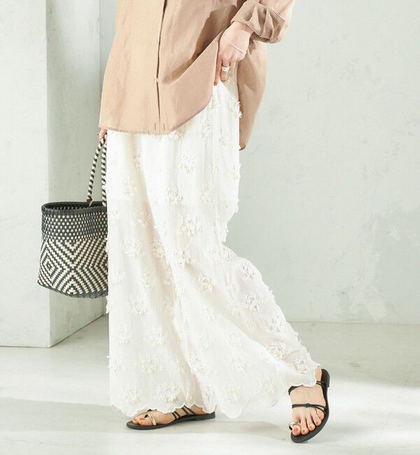 SHIPS for women「《予約》【SHIPS別注】crinkle crinkle crinkle:〈手洗い可能〉3D 刺繍 ワイド パンツ」|その他|