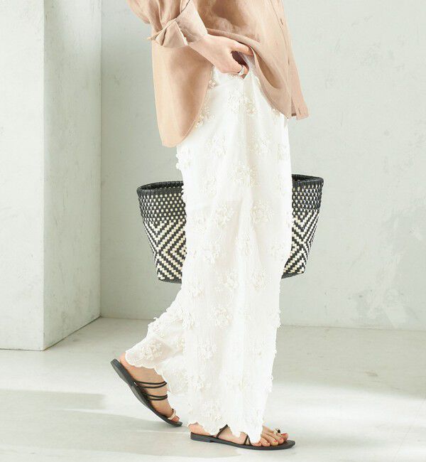 SHIPS for women「《予約》【SHIPS別注】crinkle crinkle crinkle:〈手洗い可能〉3D 刺繍 ワイド パンツ」|その他|