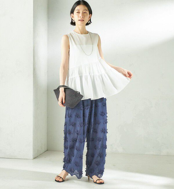 SHIPS for women「《予約》【SHIPS別注】crinkle crinkle crinkle:〈手洗い可能〉3D 刺繍 ワイド パンツ」|その他|