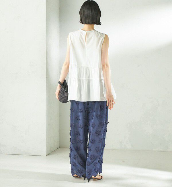 SHIPS for women「《予約》【SHIPS別注】crinkle crinkle crinkle:〈手洗い可能〉3D 刺繍 ワイド パンツ」|その他|