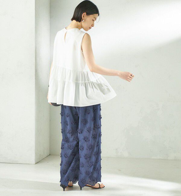 SHIPS for women「《予約》【SHIPS別注】crinkle crinkle crinkle:〈手洗い可能〉3D 刺繍 ワイド パンツ」|その他|