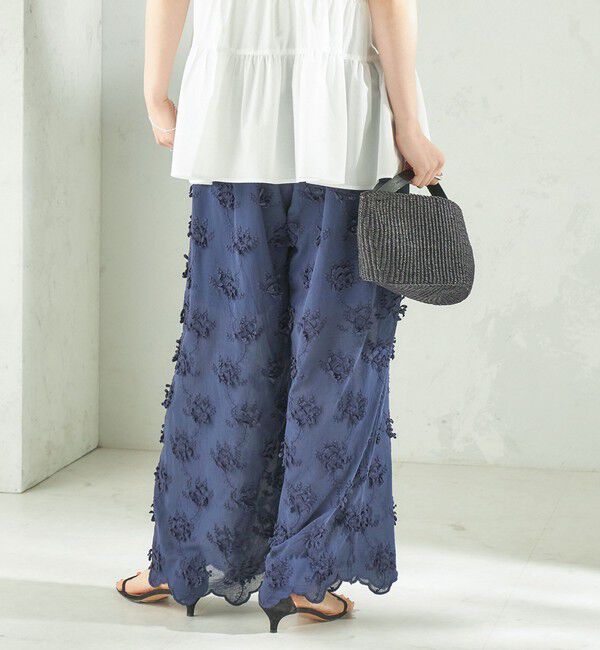 SHIPS for women「《予約》【SHIPS別注】crinkle crinkle crinkle:〈手洗い可能〉3D 刺繍 ワイド パンツ」|その他|