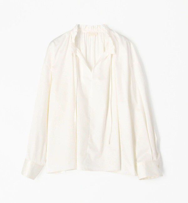 Ballsey「ハイカウントサテン ネックフリルブラウス」|シャツ・ブラウス|11 ホワイト
