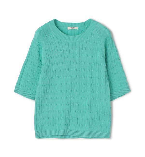 MACPHEE「ギザケーブル ハーフスリーブプルオーバー」|ニット・セーター|55 ミントグリーン