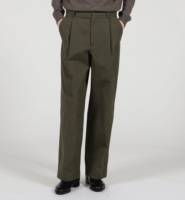 TOMORROWLAND MENS「60/3 コットンオックスフォード 1プリーツバレルパンツ」|チノ|