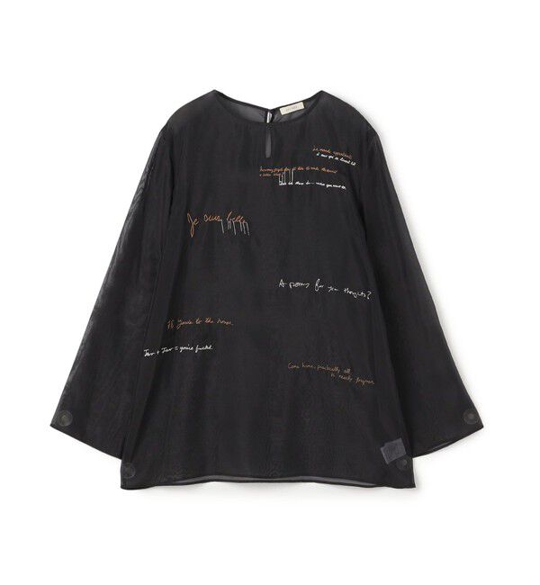 DES PRES「メッセージエンブロイダリー プルオーバーブラウス」|シャツ・ブラウス|18 ブラック系