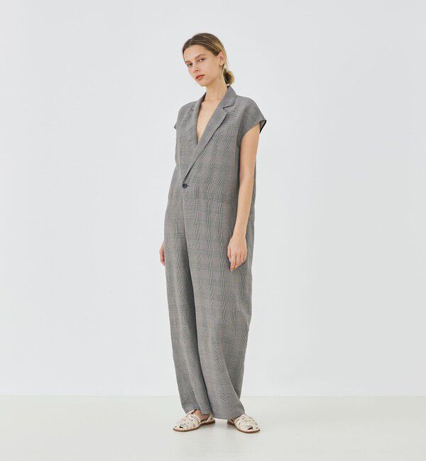 GALERIE VIE「リネンキュプラシルクコンパクト チェスターカラーオールインワン」|オールインワン|