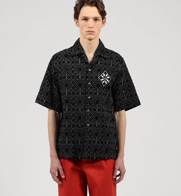 TOMORROWLAND MENS「コットンローン刺繍ステッチ オープンカラーハーフスリーブシャツ」|シャツ・ブラウス|