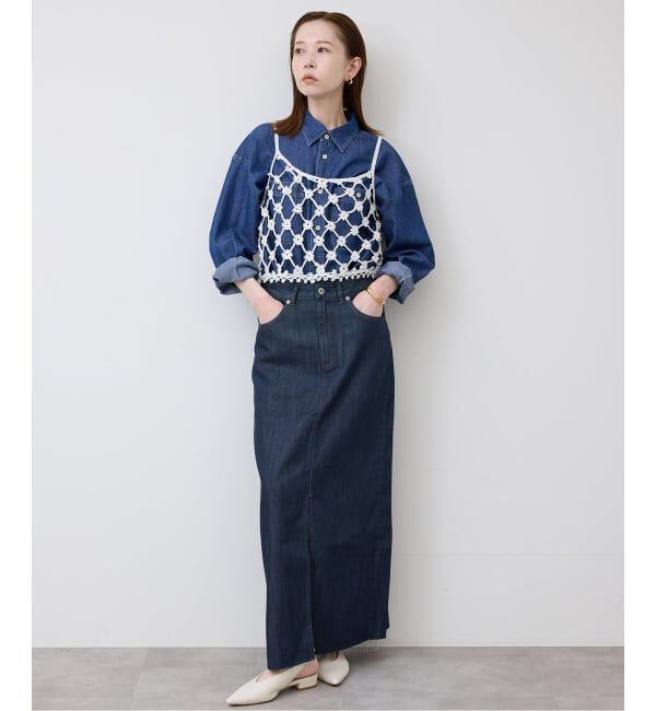 SLOBE IENA「《WEBのみ4サイズ展開》LE DENIM スリットフレアデニムスカート」|スカート|