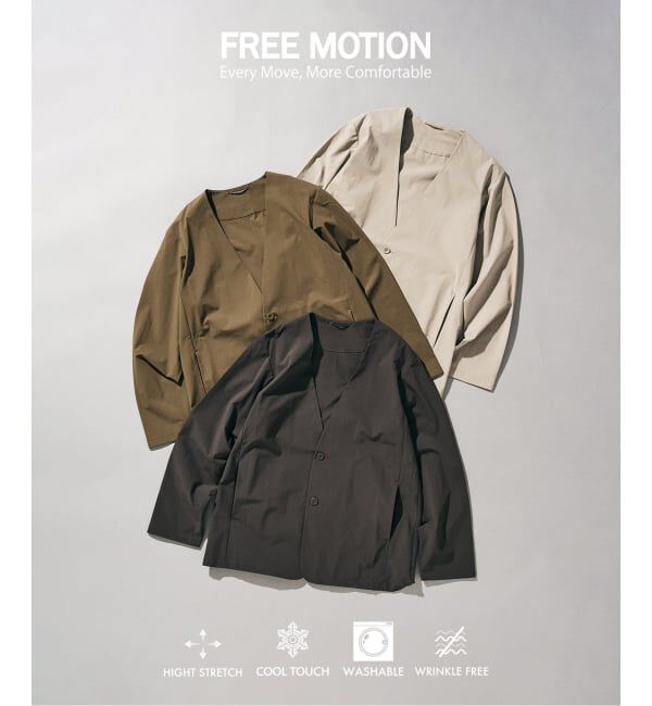 417 EDIFICE「【FREE MOTION】 カーディガンジャケット」|ノーカラージャケット|