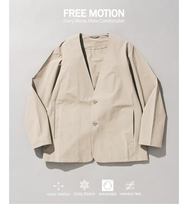 417 EDIFICE「【FREE MOTION】 カーディガンジャケット」|ノーカラージャケット|ベージュ