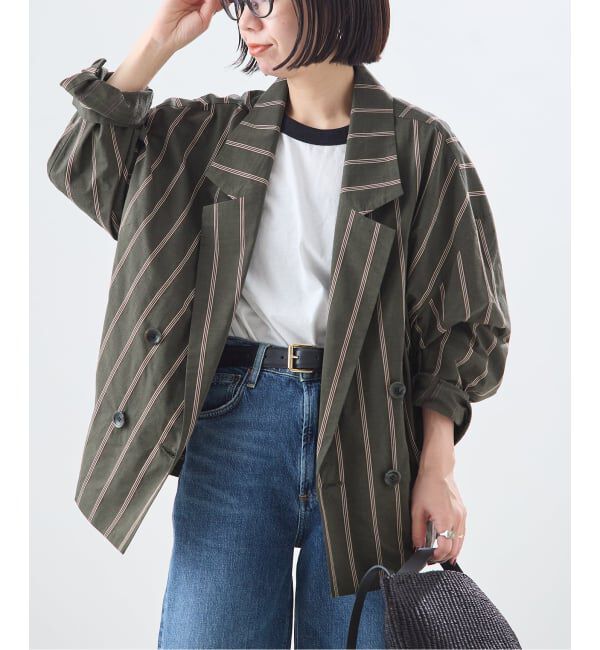 journal standard L'essage「《セットアップ可》リノリオグログラン ダブルジャケット」|テーラードジャケット|カーキ A