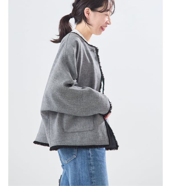 journal standard L'essage「カラミTWEEDドルマンジャケット」|ノーカラージャケット|