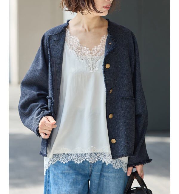 journal standard L'essage「カラミTWEEDドルマンジャケット」|ノーカラージャケット|
