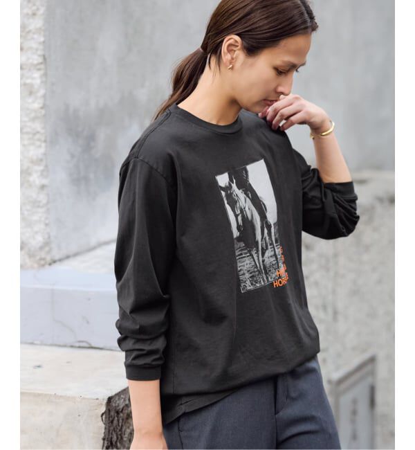 FRAMeWORK「ホースフォトロングTシャツ」|Tシャツ・カットソー|グレー