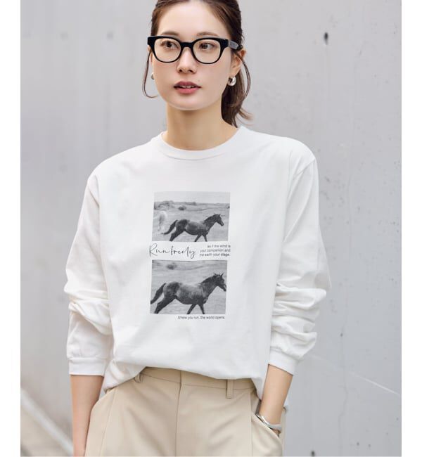 FRAMeWORK「ホースフォトロングTシャツ」|Tシャツ・カットソー|ホワイト