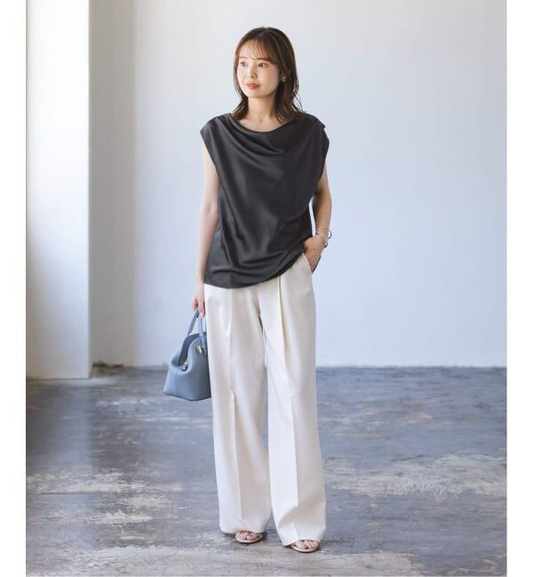 NOBLE「《WEB&なんばCITY店限定追加予約》ドレープサテン2WAYブラウス」|シャツ・ブラウス|