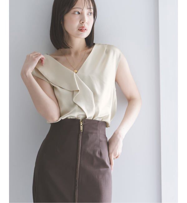 NOBLE「《WEB&なんばCITY店限定追加予約》ドレープサテン2WAYブラウス」|シャツ・ブラウス|