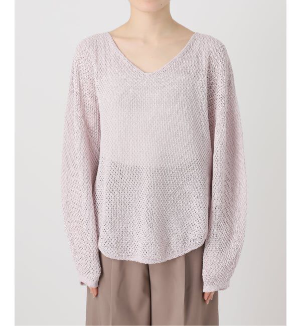 NOBLE「《WEB限定追加予約》ペーパーヤーン カノコBACK Vプルオーバー」|ニット・セーター|