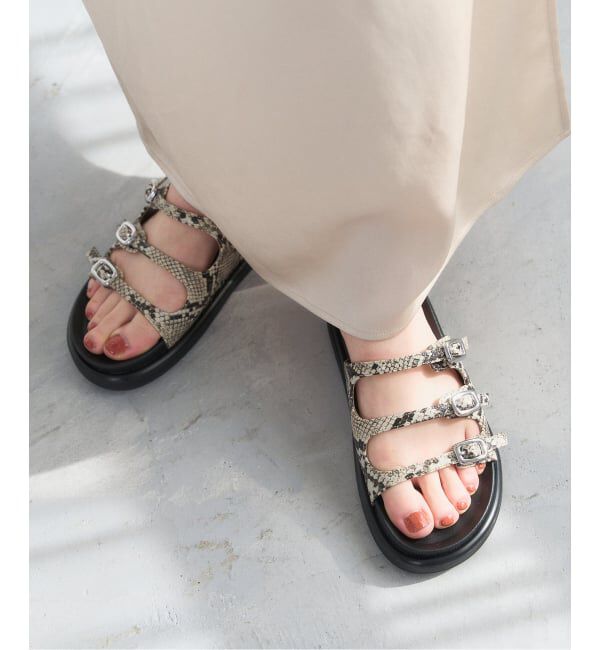  「トリプルベルトスライダーサンダル」|サンダル|ベージュ B