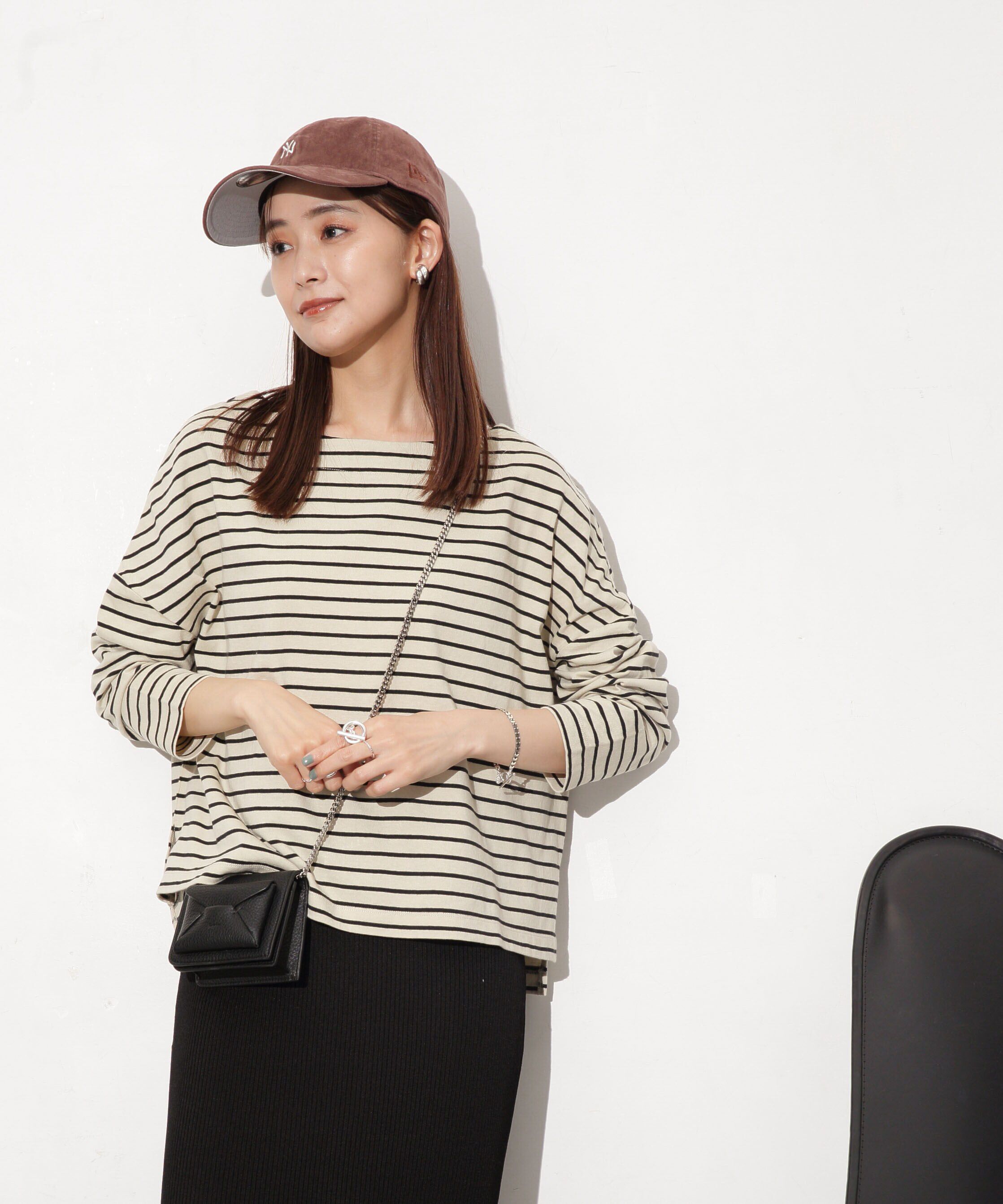 nano･universe「WEB限定/ボーダーワイドドロップトップス」|Tシャツ・カットソー|