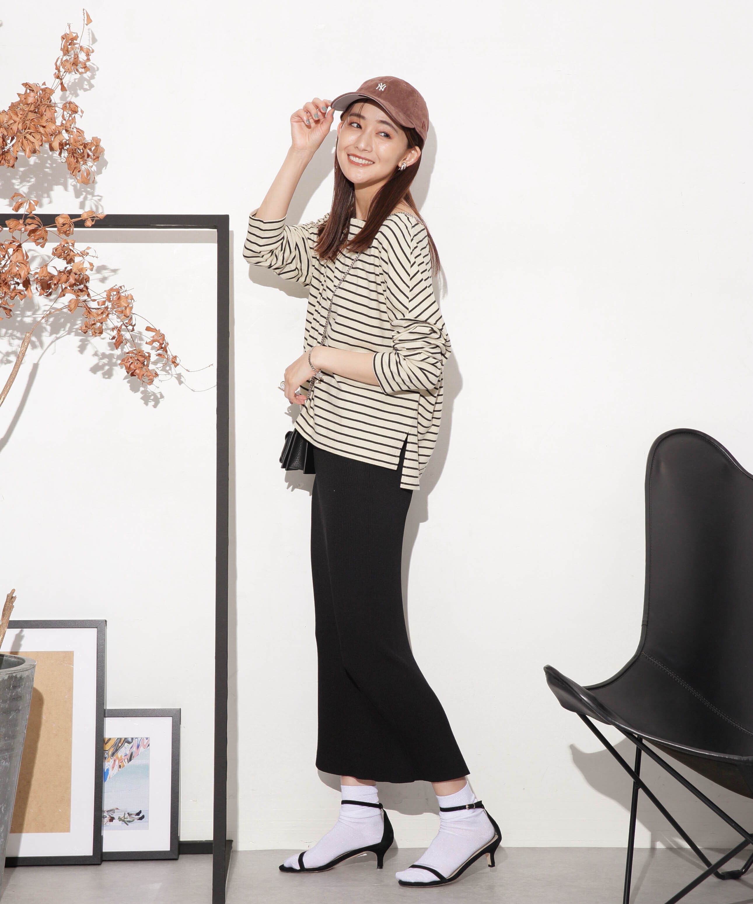 nano･universe「WEB限定/ボーダーワイドドロップトップス」|Tシャツ・カットソー|