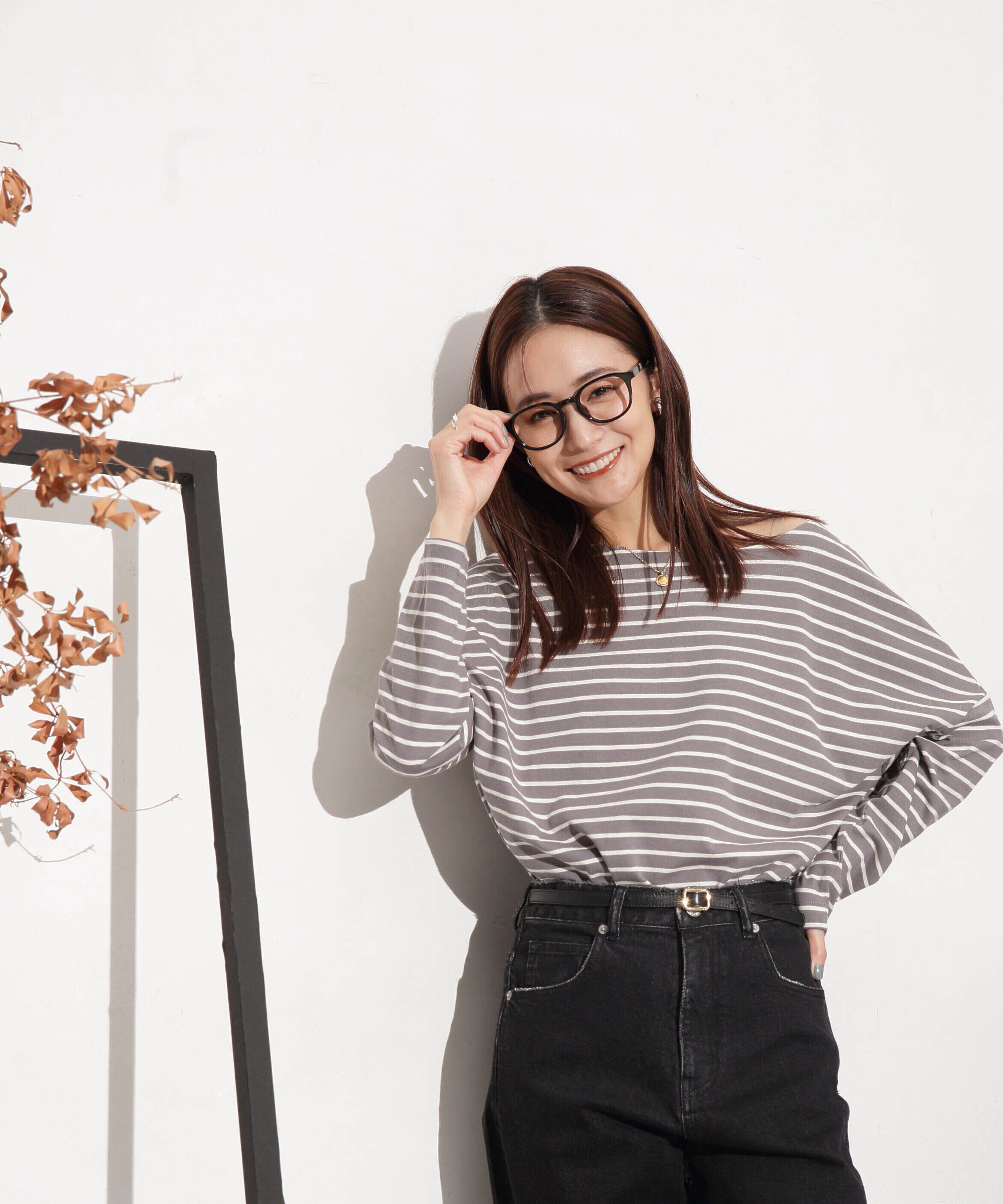 nano･universe「WEB限定/ボーダーワイドドロップトップス」|Tシャツ・カットソー|