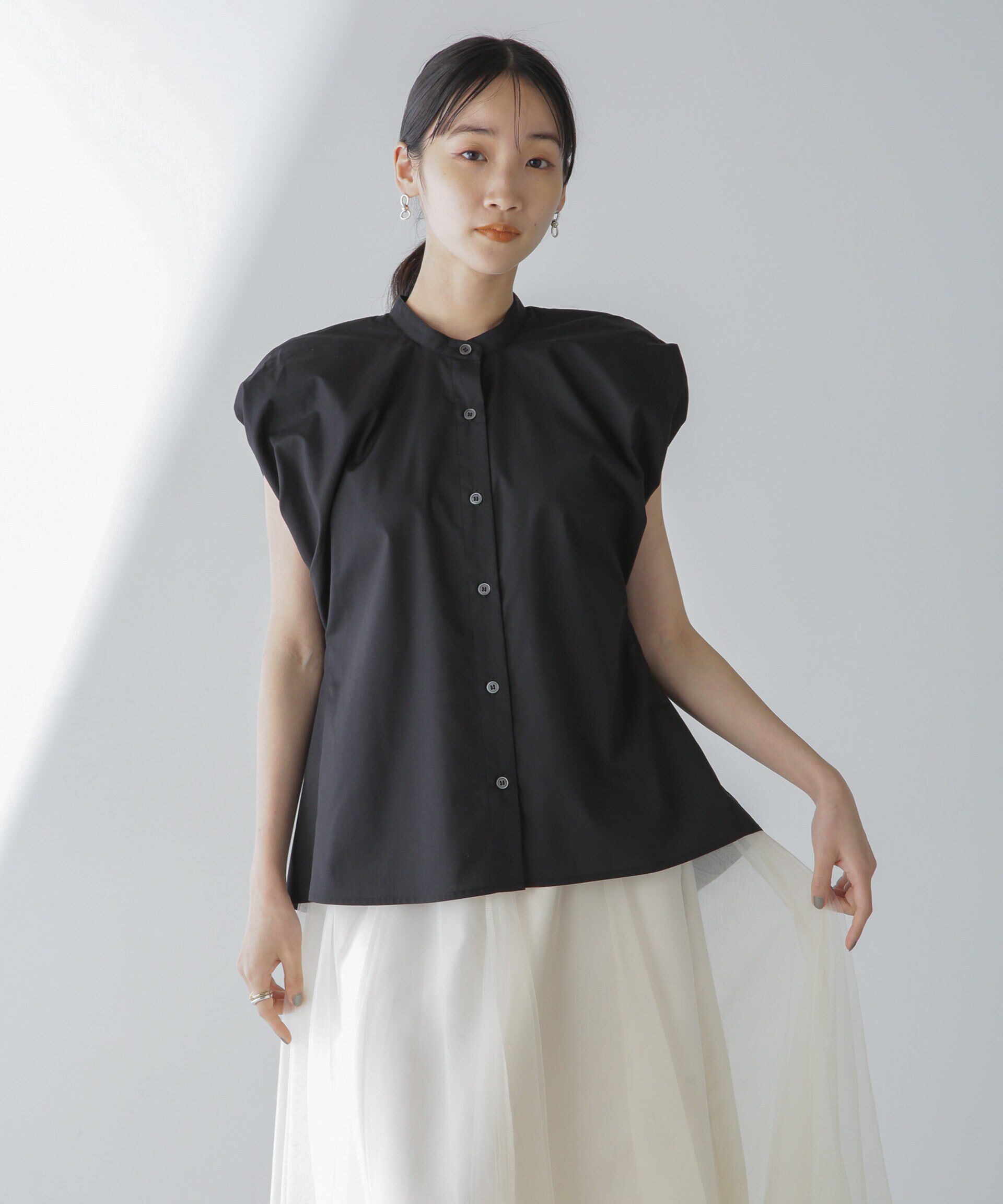 nano･universe「フレンチスリーブバルーンシャツ」|シャツ・ブラウス|