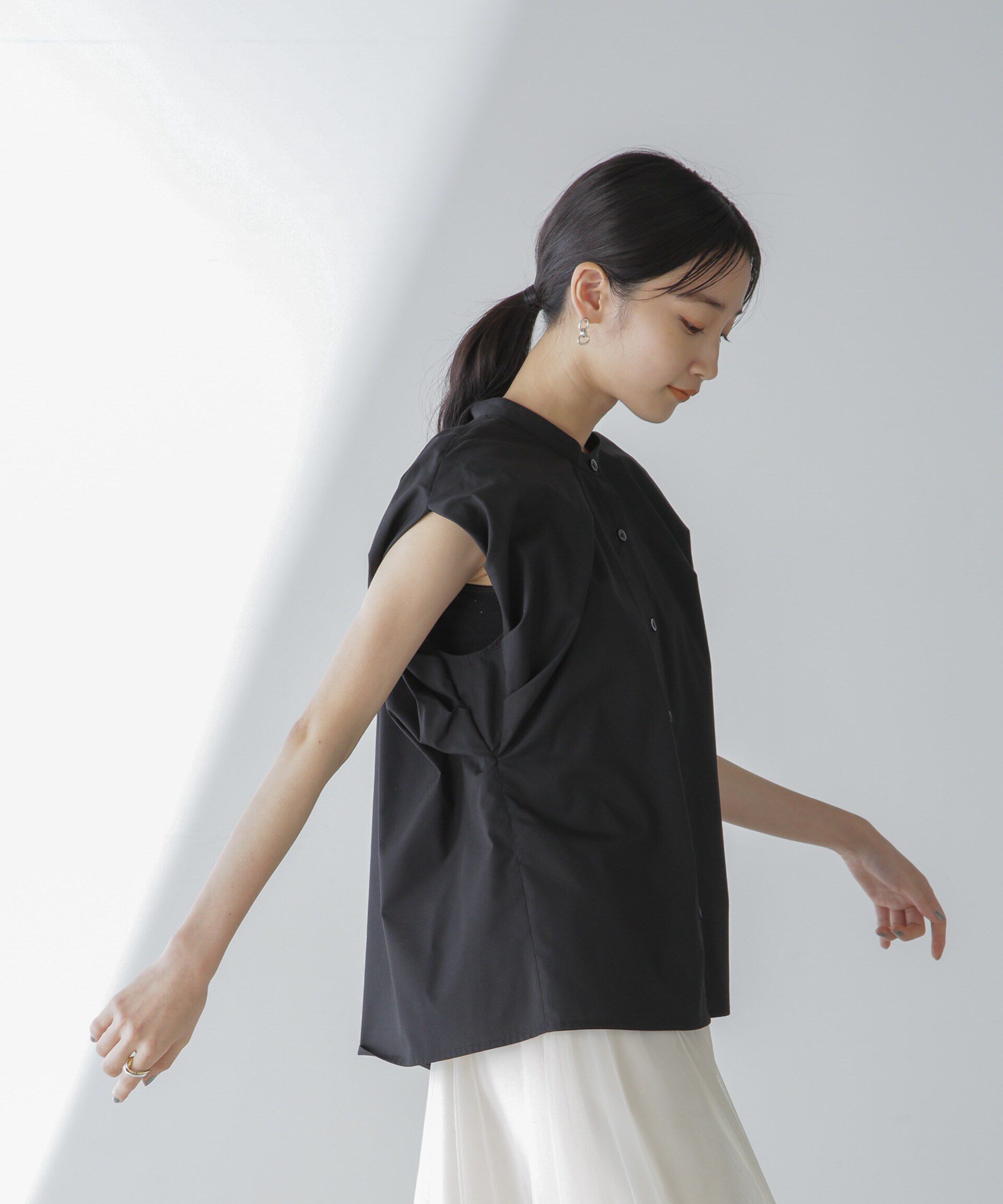 nano･universe「フレンチスリーブバルーンシャツ」|シャツ・ブラウス|