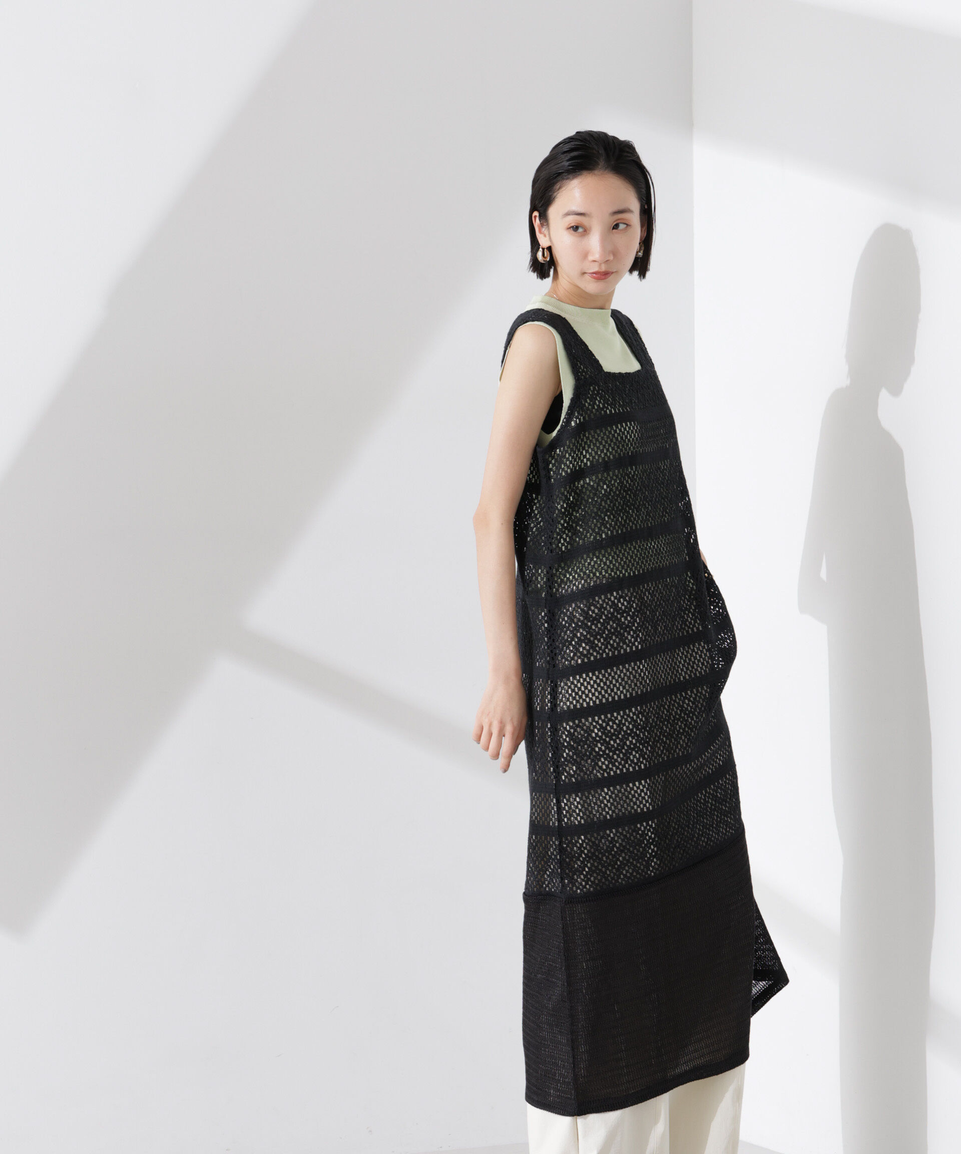 nano･universe「クロシェニット風レースノースリーブワンピース」|ワンピース|