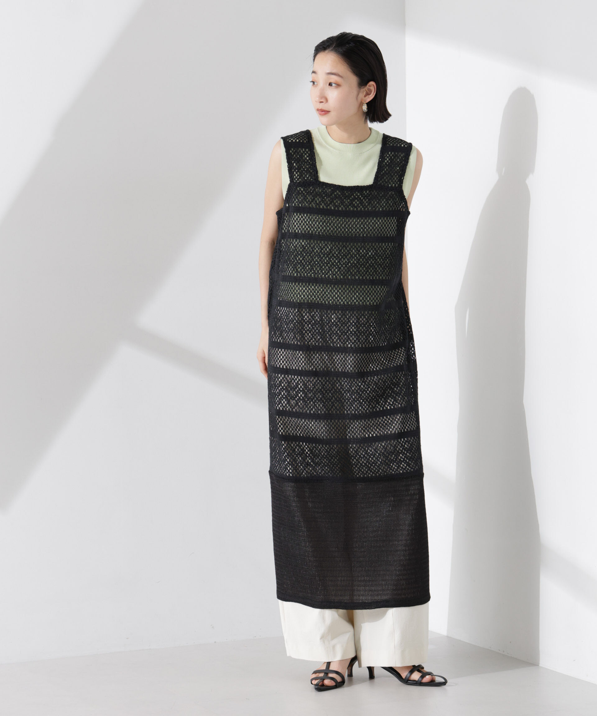 nano･universe「クロシェニット風レースノースリーブワンピース」|ワンピース|