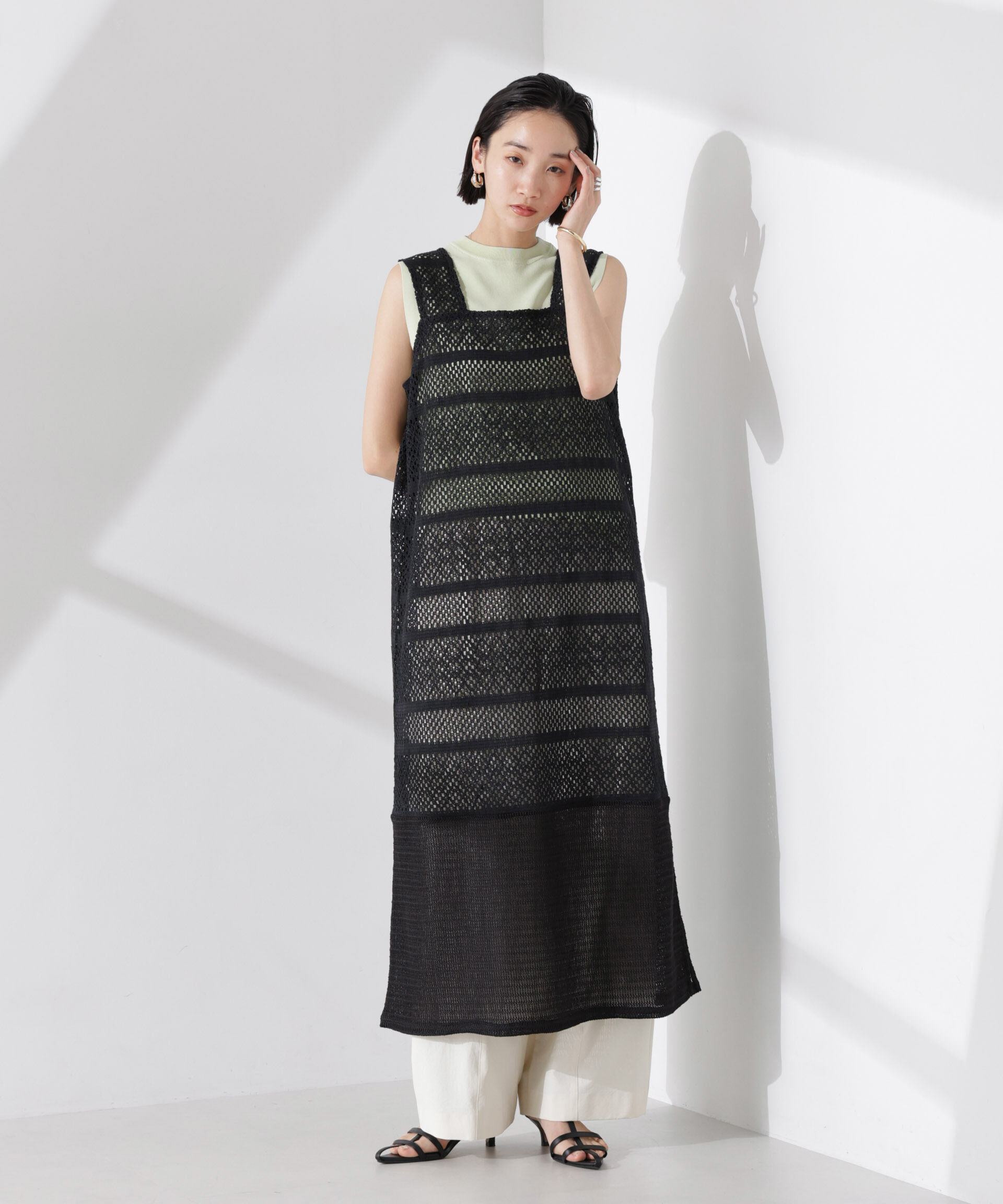 nano･universe「クロシェニット風レースノースリーブワンピース」|ワンピース|