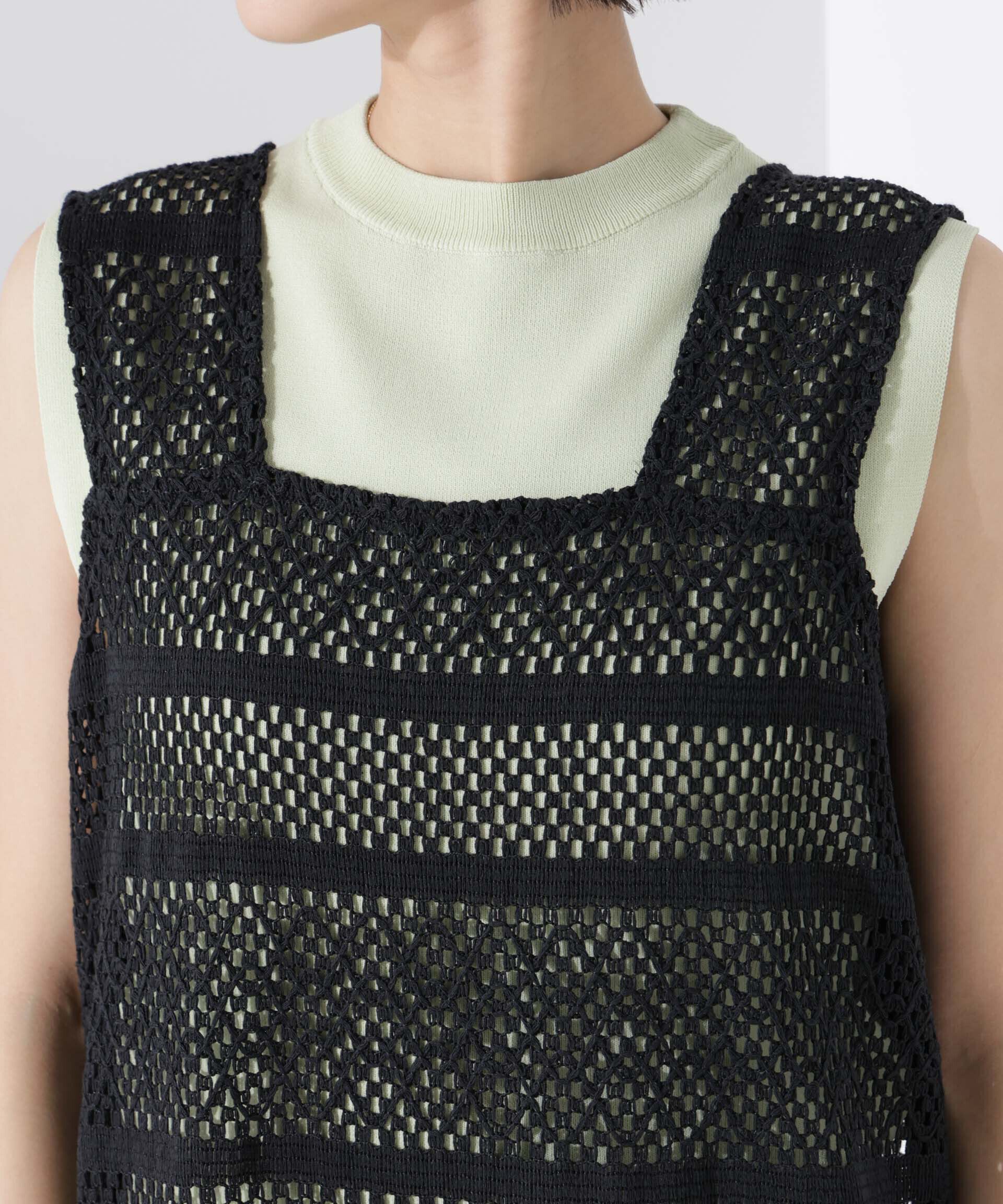 nano･universe「クロシェニット風レースノースリーブワンピース」|ワンピース|