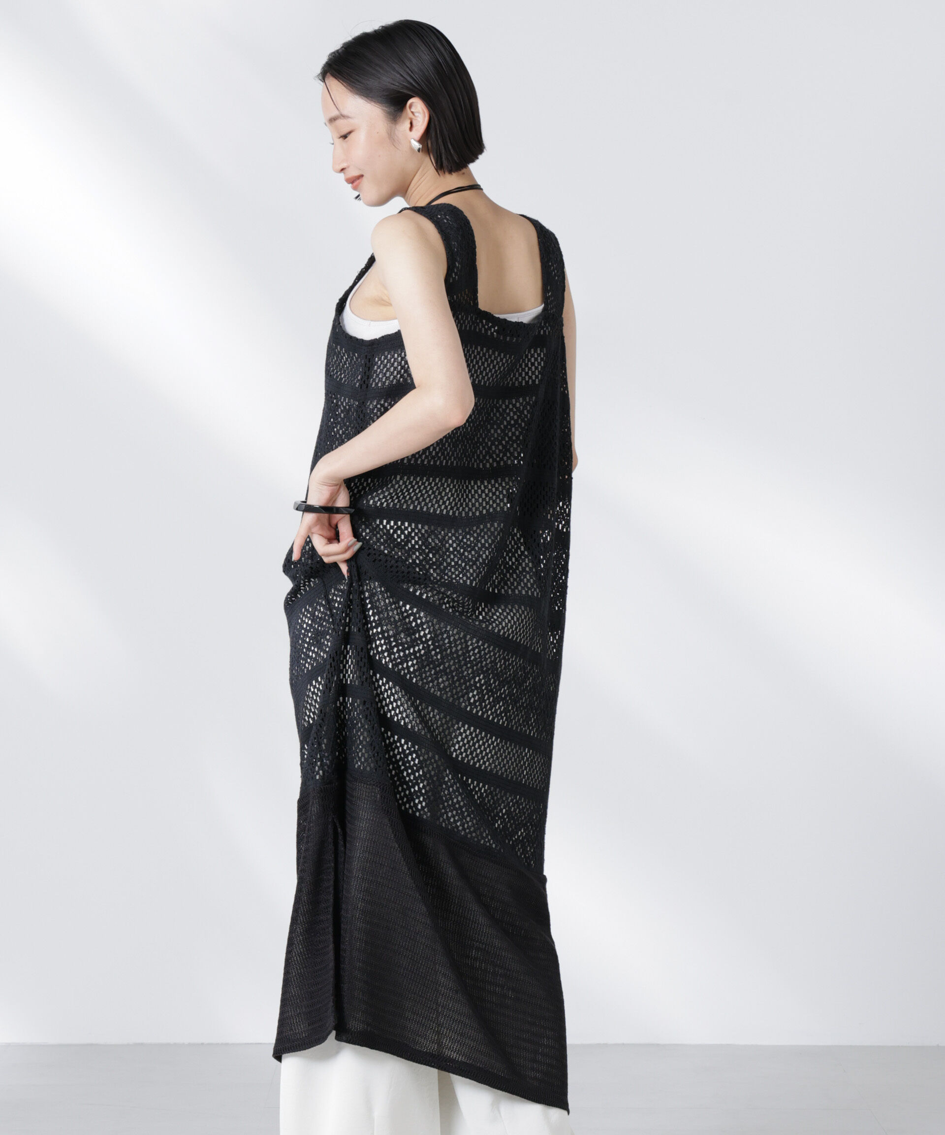 nano･universe「クロシェニット風レースノースリーブワンピース」|ワンピース|