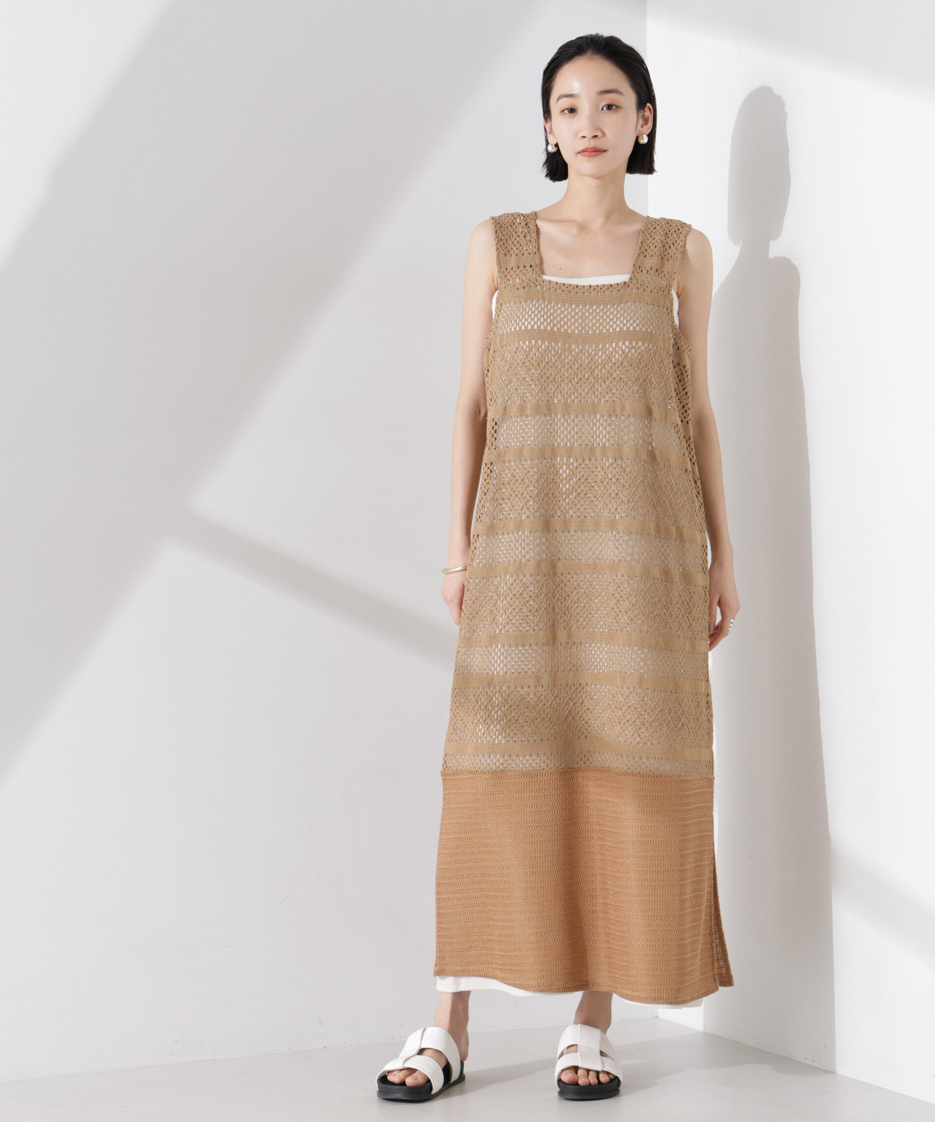 nano･universe「クロシェニット風レースノースリーブワンピース」|ワンピース|