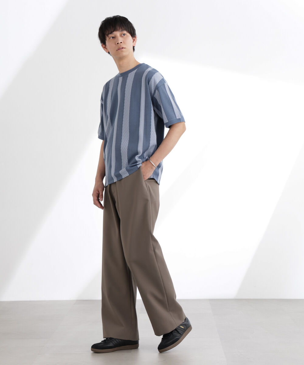 nano･universe「ストライプジャガードTシャツ 半袖」|Tシャツ・カットソー|