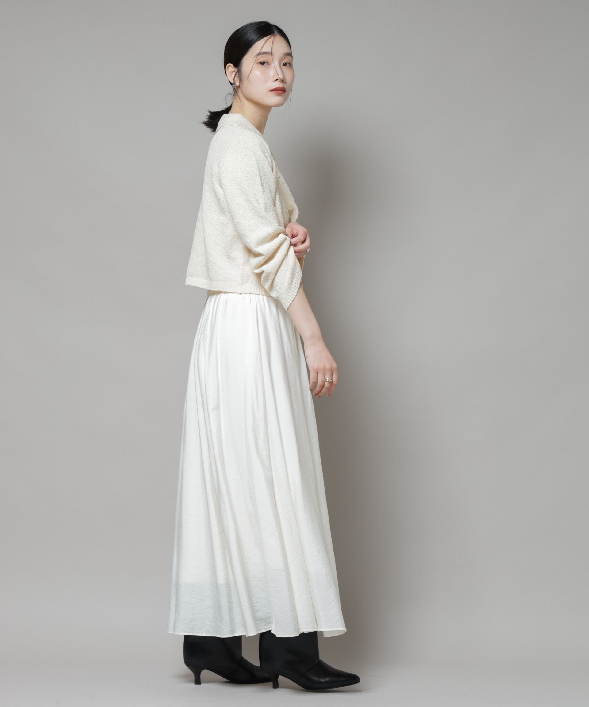 nano･universe「衿付アイレットクロップドニットカーディガン」|ニット・セーター|