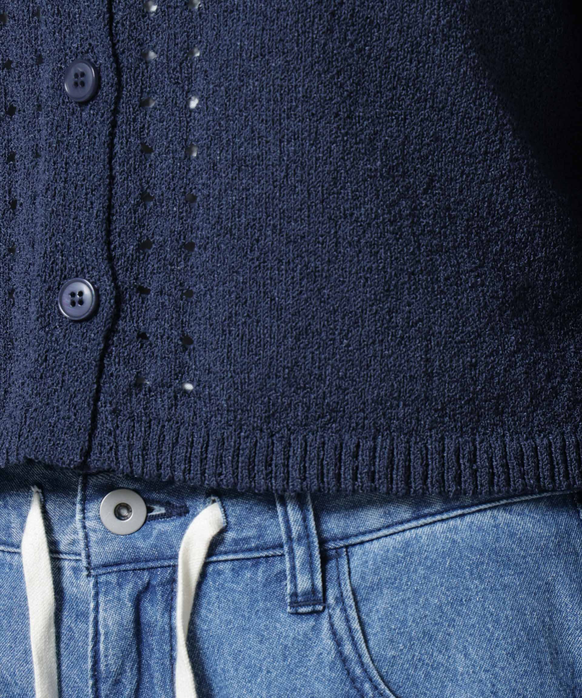 nano･universe「衿付アイレットクロップドニットカーディガン」|ニット・セーター|