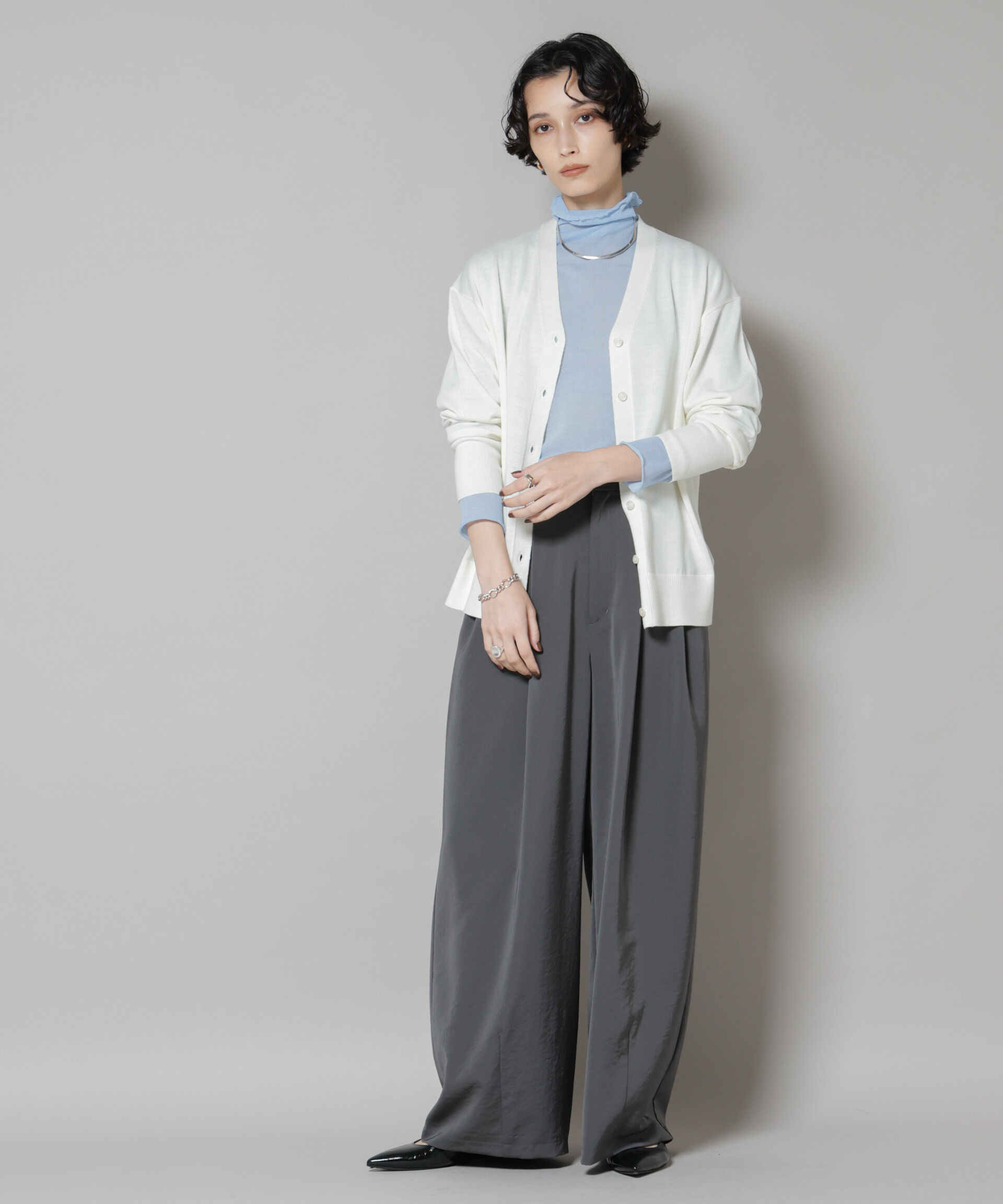 nano･universe「毛玉レスニット2wayカシュクールカーディガン」|ニット・セーター|