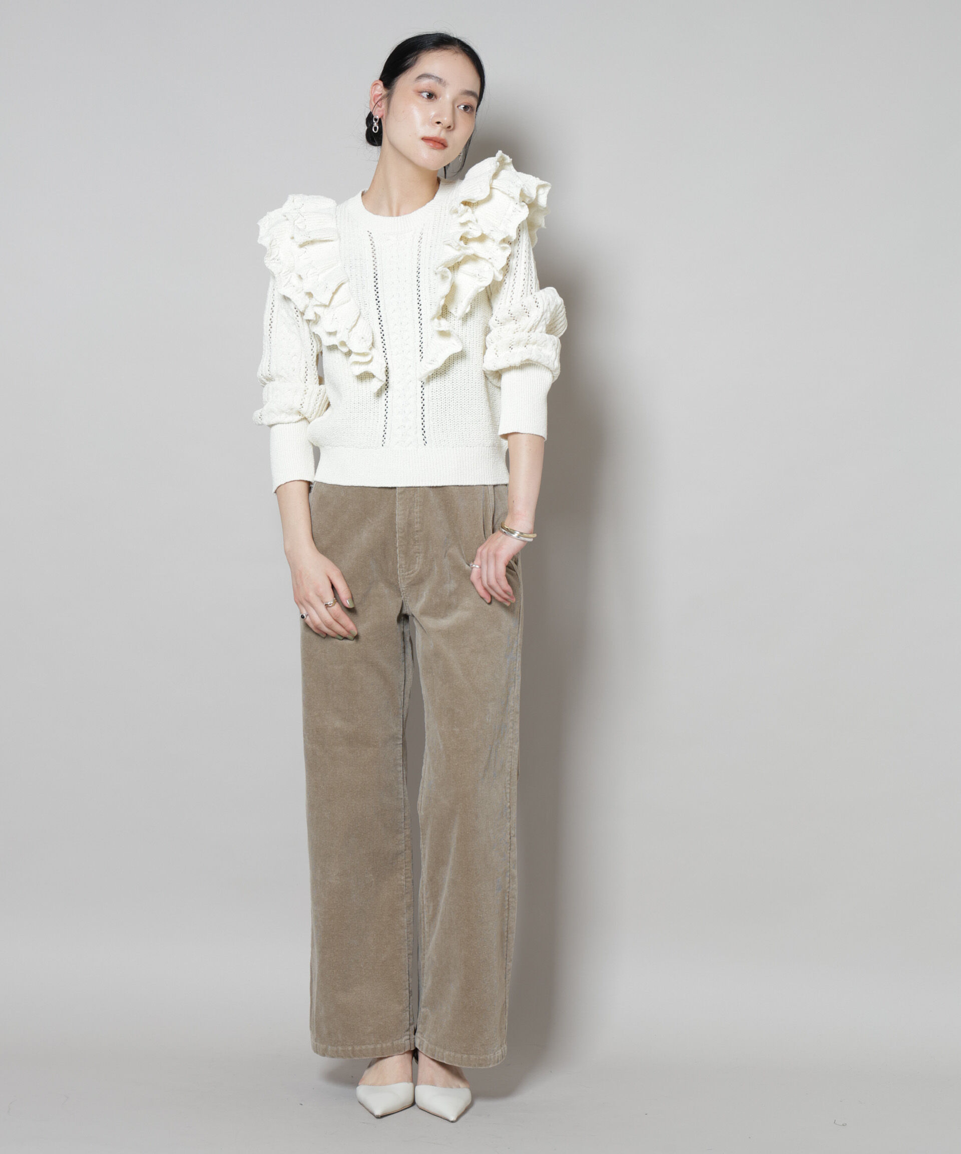 nano･universe「コーデュロイワイドパンツ」|チノ|