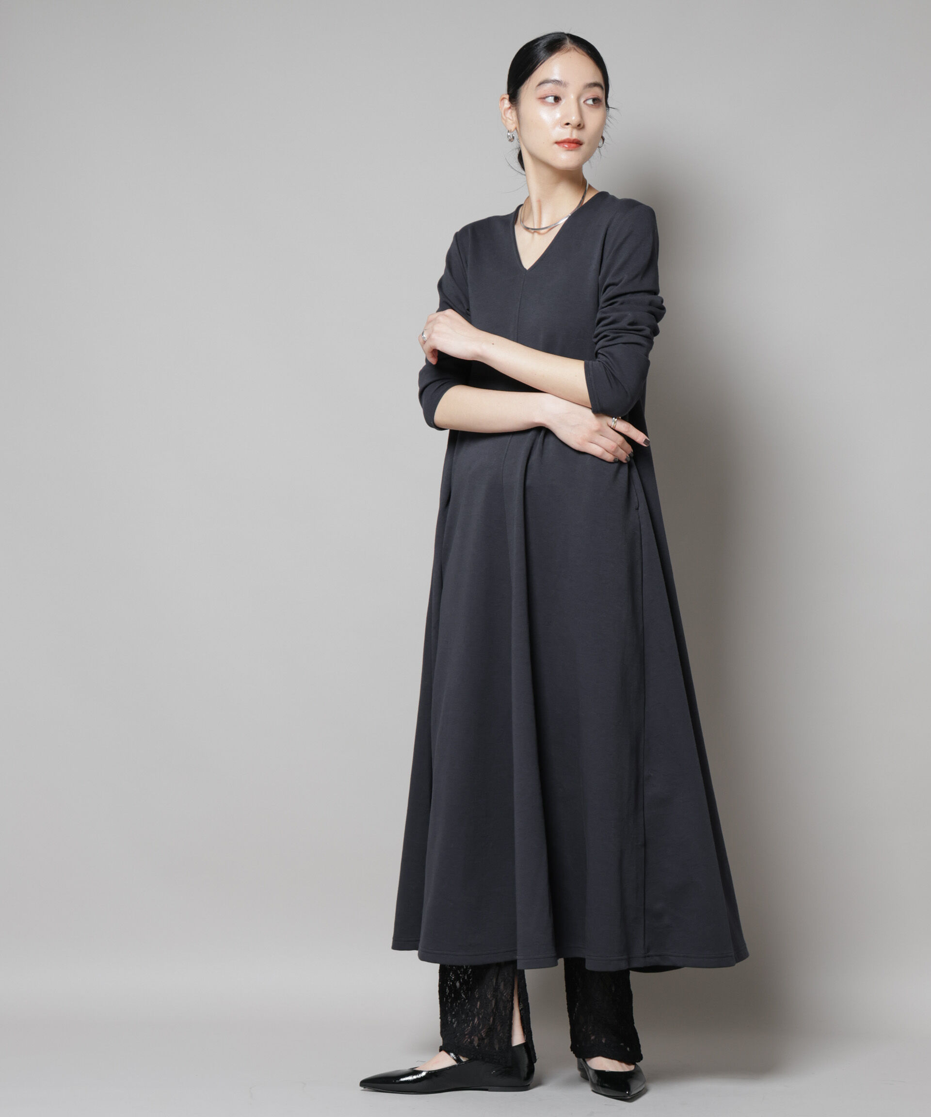 nano･universe「ライトコットンダンボールフレアワンピース」|ワンピース|